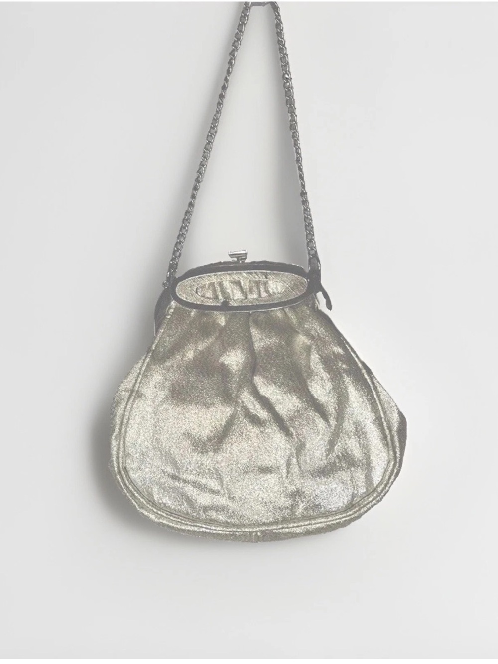 VTG Silver satchel hand held chain strap sparkle party cocktail rare unique